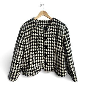 TAPESTRIES IRELAND VINTAGE Houndstooth Checkered Wool Blazer Coat Size Large